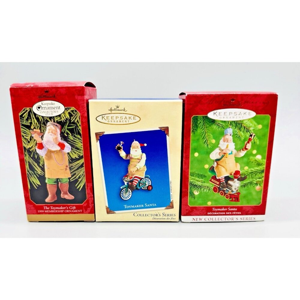 Hallmark Keepsake Collector Series Toymaker‎ Santa 1999 2000 2002 Lot of 3
